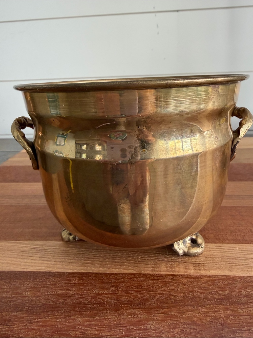 Vintage Brass Footed Handles Planter Pot India
